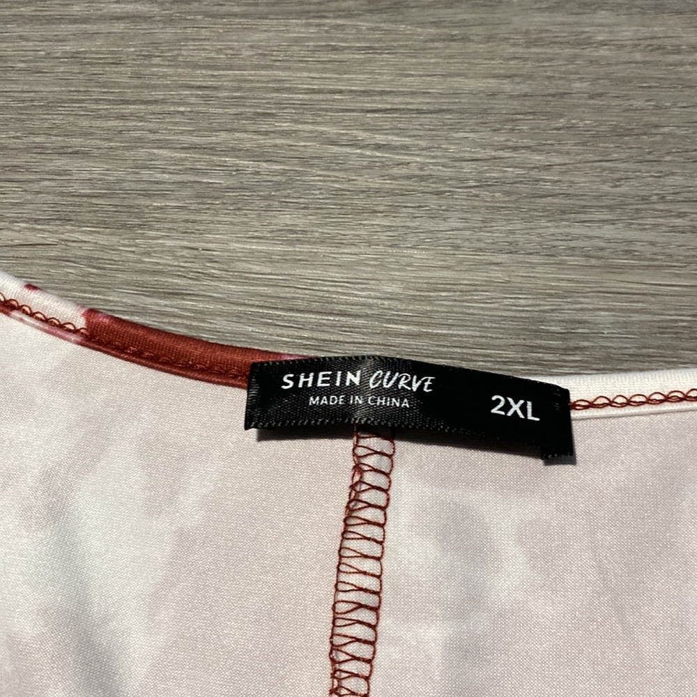Shein Tie Dye Tunic Length V-Neck with Wooden Button Detail - Picture 2 of 5